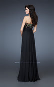 Picture of: Elegant Chiffon Prom Dress with Sequined Bodice and Belt in Black, Style: 18354, Back Picture