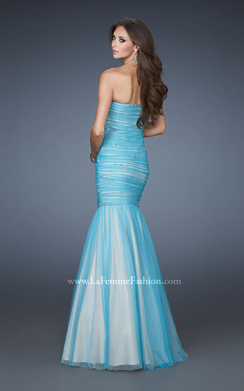 Picture of: Trumpet Style Prom Dress with Rhinestone Bodice in Blue, Style: 18372, Back Picture