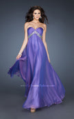 Picture of: A-line Chiffon Gown with Pleated Bodice and Empire Waist in Purple, Style: 18401, Detail Picture 2