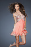 Picture of: Flirty Cocktail Dress with Layered Chiffon Skirt in Orange, Style: 18418, Detail Picture 1