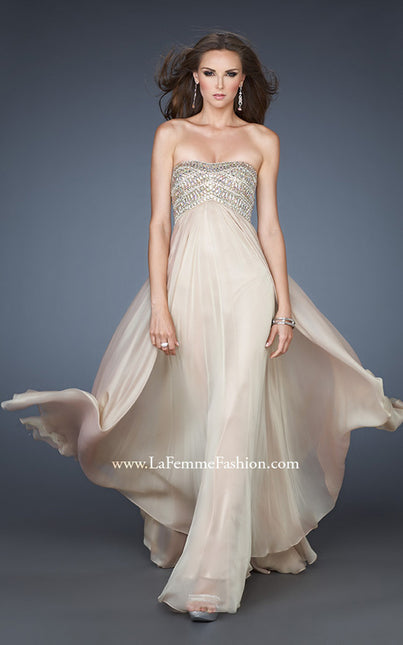 Picture of: Empire Waist Chiffon Prom Dress with Sequins and Beads in Nude, Style: 18447, Main Picture
