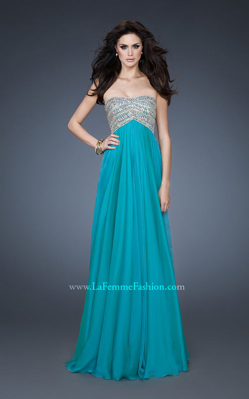 Picture of: Empire Waist Chiffon Prom Dress with Sequins and Beads in Blue, Style: 18447, Detail Picture 1