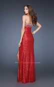 Picture of: Sexy Sequin Dress with Slit and Plunging Neckline in Red, Style: 18456, Back Picture