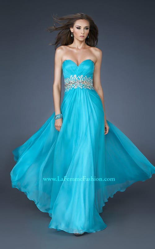 Picture of: A-line Long Prom Dress with Iridescent Stones in Blue, Style: 18482, Main Picture