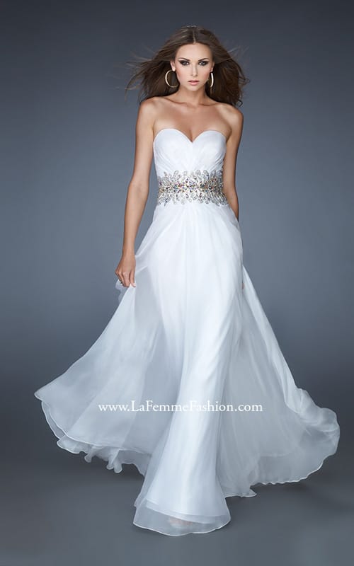 Picture of: A-line Long Prom Dress with Iridescent Stones in White, Style: 18482, Detail Picture 1