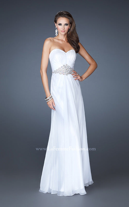 Picture of: Elegant Prom Gown with Beaded and Rhinestone Waist in White, Style: 18485, Main Picture