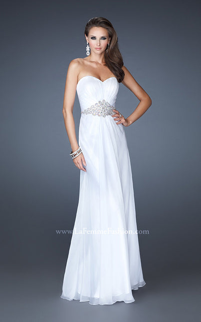 Picture of: Elegant Prom Gown with Beaded and Rhinestone Waist in White, Style: 18485, Main Picture
