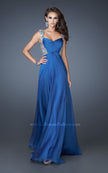 Picture of: Sophisticated Dress with Criss Cross Bodice and Rhinestones in Blue, Style: 18487, Detail Picture 2