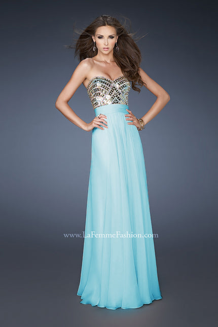 Picture of: A-line Prom Dress with Beaded Bodice and Empire Waist in Blue, Style: 18518, Main Picture