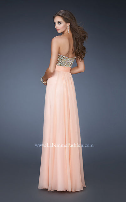Picture of: A-line Prom Dress with Beaded Bodice and Empire Waist in Orange, Style: 18518, Back Picture
