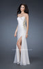 Picture of: Strapless Prom Gown with Beaded Sides and Ruching in White, Style: 18594, Main Picture