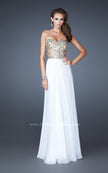 Picture of: Stone Embellished Prom Dress with Sequins and Cut Outs in White, Style: 18602, Detail Picture 3