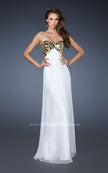 Picture of: Empire Waist Chiffon Prom Dress with Embellished Straps in White, Style: 18608, Main Picture