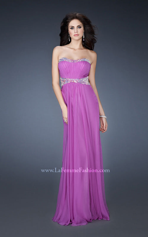 Picture of: Classic Chiffon Prom Dress with Beaded Neckline and Waist in Purple, Style: 18611, Detail Picture 1