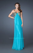 Picture of: Strapless Sweetheart Prom Dress with Front Slit and Beads in Blue, Style: 18617, Detail Picture 2