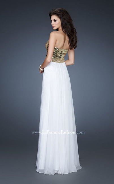 Picture of: Beaded Bodice Long Prom Dress with Sweetheart Neck in White, Style: 18626, Back Picture