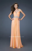 Picture of: Strapless Chiffon Dress with Ruching and Rhinestone Belt in Orange, Style: 18657, Detail Picture 1