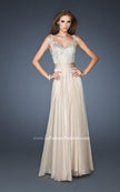 Picture of: Intricate Beaded Prom Dress with Gathered Waist in Nude, Style: 18713, Detail Picture 5