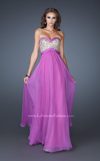 Picture of: Pleated Chiffon Prom Dress with Sequined Bodice in Purple, Style: 18733, Main Picture