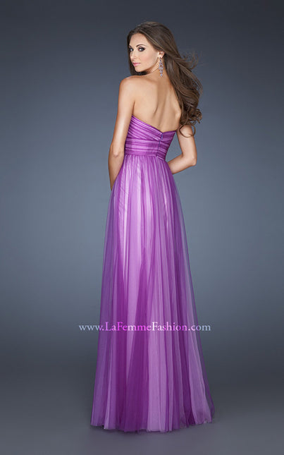 Picture of: Two Tone Empire Waist Net Gown with Sweetheart Neckline in Purple, Style: 18746, Back Picture