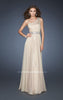 Picture of: A-line Sequined Prom Dress with Rhinestone Waist Detail in Nude, Style: 18747, Main Picture