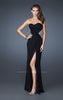 Picture of: Long Stretch Net Prom Dress with Cut Outs and Stones in Black, Style: 18771, Detail Picture 1