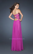 Picture of: Long Chiffon Dress with Sequined Bodice and Gathers in Pink, Style: 18846, Back Picture