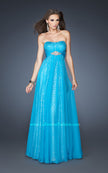 Picture of: Long Strapless Sequin Prom Dress with Chiffon Overlay in Blue, Style: 18870, Main Picture