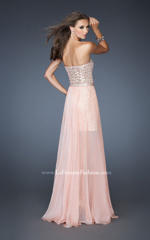 Picture of: Short Strapless Prom Dress with Detachable Chiffon Skirt in Orange, Style: 18872, Back Picture