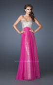 Picture of: Long Strapless Sequin Dress with Chiffon Overlay in Pink, Style: 18898, Detail Picture 2