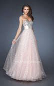 Picture of: Strapless Long Ball Gown with Beaded Bodice and Belt in Pink, Style: 18910, Main Picture