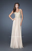 Picture of: Long Chiffon Prom Dress with Beaded Lace Bodice in Nude, Style: 18932, Main Picture