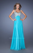 Picture of: Long Chiffon Prom Dress with Sequin Bra in Blue, Style: 18989, Detail Picture 1