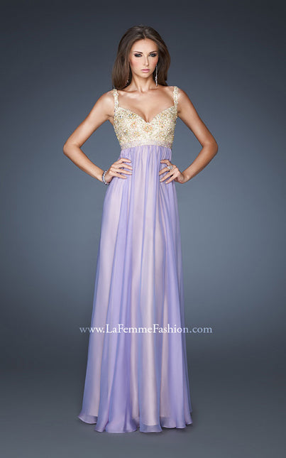 Picture of: Long Chiffon Prom Dress with Embellished Bodice in Purple, Style: 18990, Main Picture