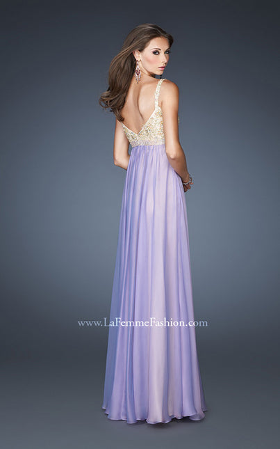 Picture of: Long Chiffon Prom Dress with Embellished Bodice in Purple, Style: 18990, Back Picture