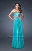 Picture of: Strapless Long Sequin Prom Dress with Chiffon Overlay Skirt in Blue, Style: 19021, Main Picture