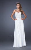 Picture of: Strapless Chiffon Long Prom Gown with Lace Applique in White, Style: 19183, Detail Picture 1