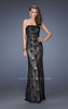 Picture of: Strapless Lace Long Dress with Ruched Bodice in Black, Style: 19210, Main Picture