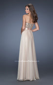 Picture of: Long Strapless Chiffon Prom Dress with Satin Bow Belt in Nude, Style: 19282, Detail Picture 3