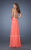 Picture of: Long Strapless Chiffon Prom Gown with Beaded Waist in Orange, Style: 19382, Back Picture