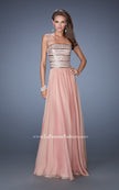 Picture of: Strapless Long Chiffon Prom Gown with Bedazzled Bodice in Pink, Style: 19398, Main Picture