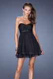 Picture of: Strapless Short Prom Dress with Bedazzled Trim on Bodice in Black, Style: 19436, Detail Picture 2