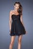 Picture of: Strapless Short Prom Dress with Bedazzled Trim on Bodice in Black, Style: 19436, Detail Picture 2