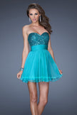 Picture of: Strapless Short Prom Dress with Sequin Bodice in Blue, Style: 19453, Main Picture