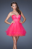 Picture of: Strapless Short Prom Dress with Two Toned Tulle in Pink, Style: 19461, Main Picture