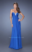 Picture of: Strapless Long Chiffon Prom Dress with Bejeweled Bodice in Blue, Style: 19528, Detail Picture 3