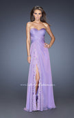 Picture of: Strapless Long Chiffon Prom Dress with Lace Trim Details in Purple, Style: 19630, Detail Picture 2