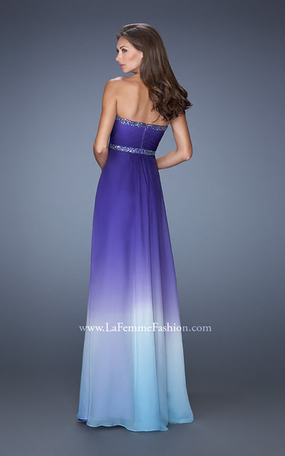 Picture of: Strapless Ombre Long Prom Dress with Beaded Details in Purple, Style: 19652, Back Picture