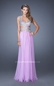 Picture of: Long Chiffon Prom Gown with Beaded Bodice and Cut Outs in Purple, Style: 19658, Detail Picture 2