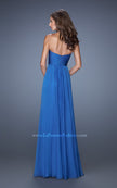 Picture of: Long Strapless Chiffon Prom Dress with a Gathered Bodice in Blue, Style: 19691, Back Picture